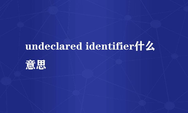 undeclared identifier什么意思